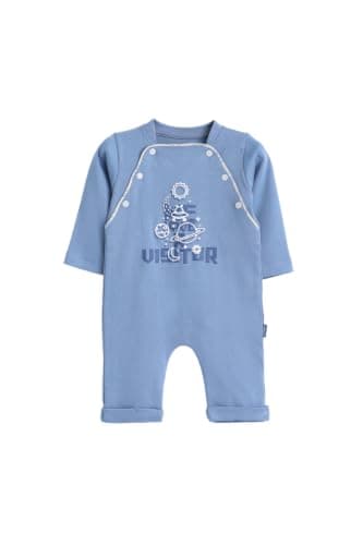 Junior Baby Boys Long Sleeve Romper Jumpsuit - Soft Cotton Blend One-Piece Outfit with Snap Closure, Printed Infant Playsuit, Multicolor, 12