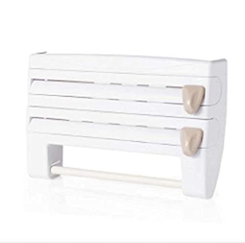 Triple paper stand/dispenser with cutter for foil,tissue and nylon,gray, blue color:White