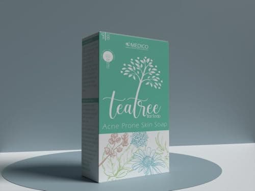MEDICO Tea Tree Bar Soap for Acne-Prone Skin – Natural Soap with Tea Tree Oil, Aloe Vera, Licorice & Vitamin C – Deep Cleansing, Brightening & Hydrating Face & Body Soap – 100g Skin cleaning agent