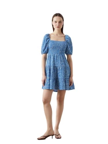 LC WAIKIKI Woman Floral Ruched Women's Mini Dress