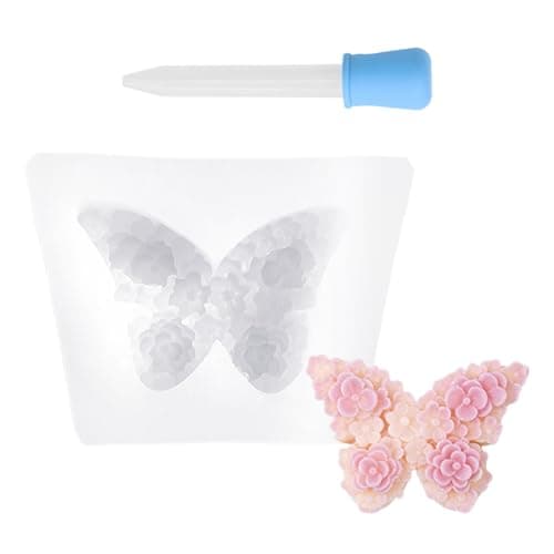 CYNOSURETECH 1 Piece Flower Butterfly Silicone Mold, 1 Piece Silicone Dropper, Three-Dimensional Candle Holder Mold, Casting Mold, Diy Styling Mold, Creative Candle Holder Mold Craft mold