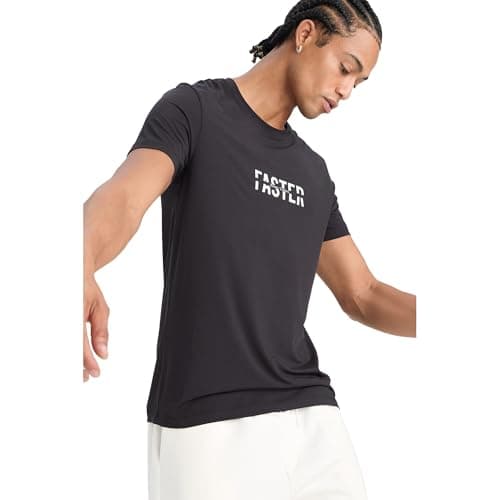 DeFacto Man Fit Slim Fit Crew Neck Short Sleeve Knitted T-Shirt,Black M