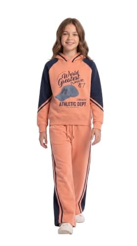 Marinero Girls’ 2-Piece Cotton Hoodie & Jogger Set – Varsity Graphic Print Hoodie