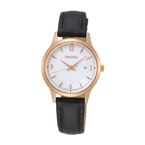 Seiko Women's Analogue Quartz Watch with Leather Strap SXDG98P1, White, strap
