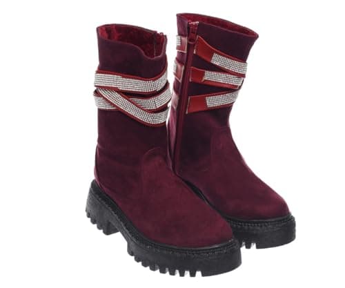 B&W womens B&W-W058-Burgundy Sneaker Boot