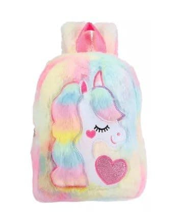 Unicorn Fur Backpack for Kids, Rainbow