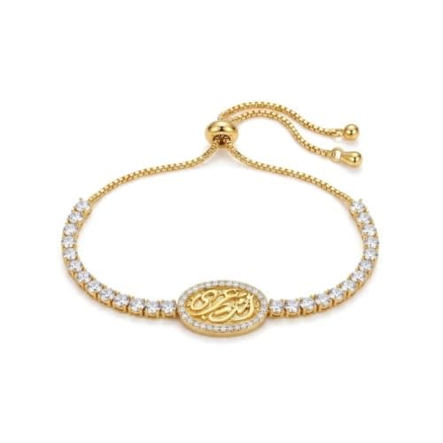Women's Gold Stainless Steel Oval Piece Bracelet "You Are My Omary