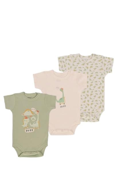 junior Unisex Short Sleeve Printed Bodysuit - 5213 Baby & Toddler Underwear Set (pack of 3) Leotard