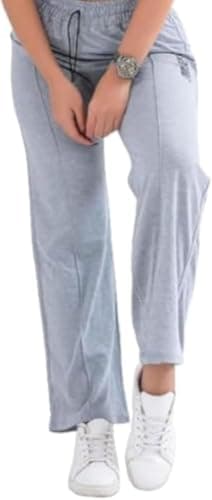 MEZA Women's Milton Wide Leg Pants, Elastic Waist with Drawstring, No Pockets