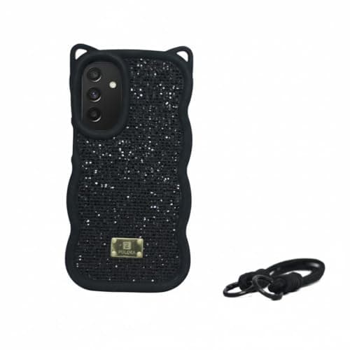 Diamond Glitter Case for Samsung A26, Luxury Crystal Wavy Glitter Soft Silicone Case (Black) Cellular phone case
