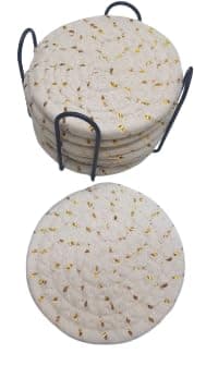 Cotton Decorative Coasters with Black Metal Holder – Coasters for Table Protection & Dining Organization – Practical Design for Home & Hospitality | N Drink coaster
