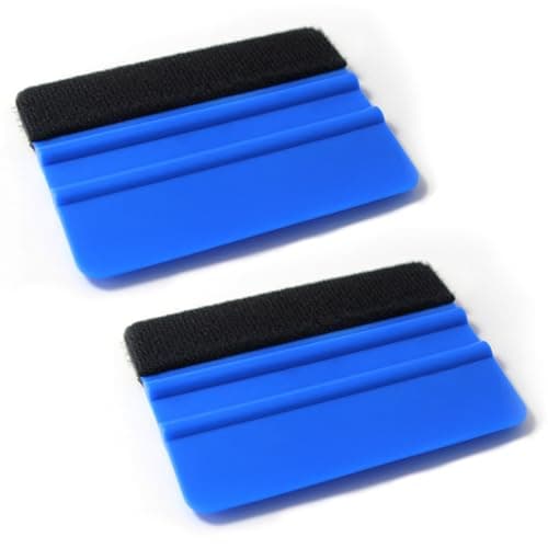 Sleek 4 Inch Plastic Felt Edge Squeegee - Vinyl Scraper Tool for Car Decals, Mini Squeegee Car Window Film Tinting Tool, Vinyl Wrap Wallpaper Smoothing Tool for Car Window Tint, Blue (2PCS)