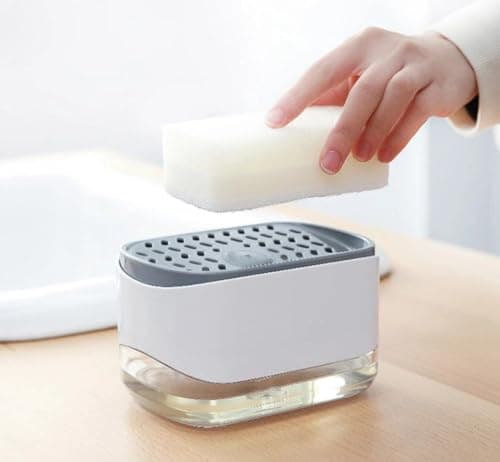 Generic Soap Dispenser Pump with Dish Sponge Holder, Refillable, Kitchen Sink Caddy, .smk