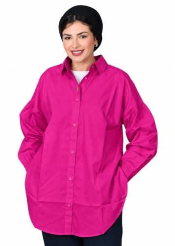 Schmeez Women's Oversize Cotton - Fuchsia | Cotton Material,Loose Fit Shirt