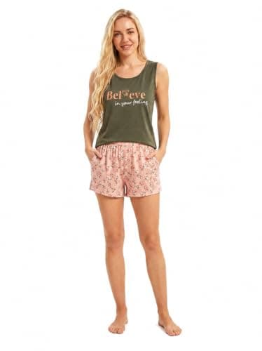 Women Summer Pajamas - Shorts and T-Shirt Light Stylish Comfortable Home Sleep