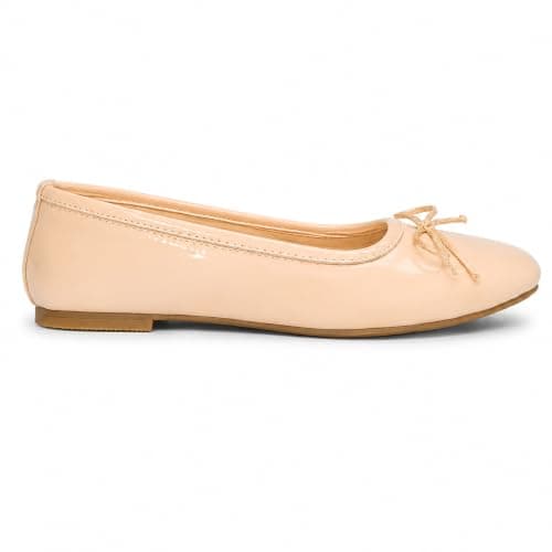 Og Classic Ballerina Flats – Patent Leather Look With Bow Detail Shoes