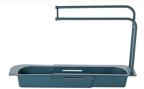 Goniome Telescopic Dish Rack Sink Holder, Expandable Storage Drain Basket Dish Rack, Sink Organizer Holder Dish Cloth Hanger, Sponge Soap Holder Drainer Sink Tray for Home Kitchen (Blue) Drying rack