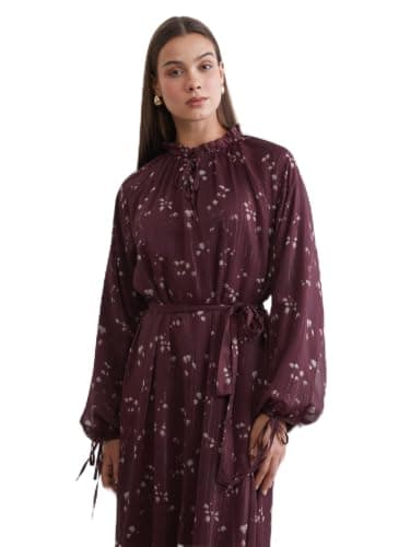 LC WAIKIKI Woman Patterned Fitted Waist Chiffon Dress