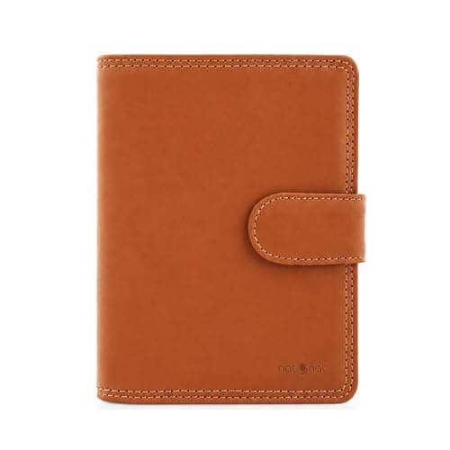 natOnat Core Collection Genuine Leather Passport Holder and Travel Wallet with RFID Blocking – Slim Magnetic Organizer for Boarding Pass & Cards, Men and Women (Havana)
