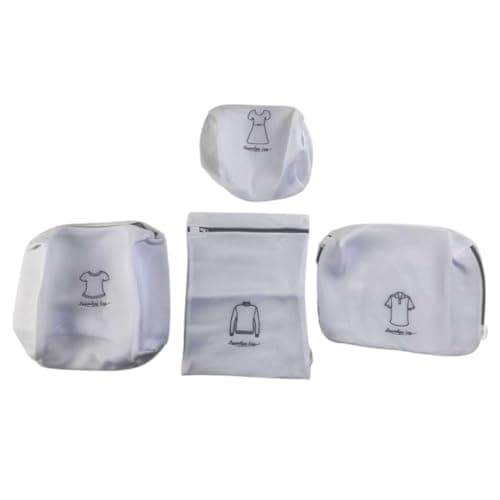Generic Set of 4 Wash Bags, Reusable Travel Laundry Mesh Bags with Zipper, Delicate Pockets for Washing Machine, Travel, Shoes, Bras, Socks, Trousers, Underwear, White Color, Various Sizes Cosmetic case