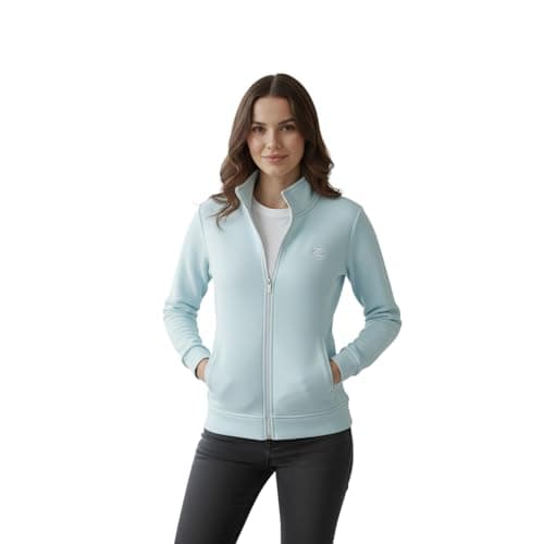 ZECOTEX Women’s Casual Melton Hoodie Jacket | Embroidered Zip-Up Sweatshirt with Pockets | هودي حريمي ميلتون مطرز كاجوال بسوستة وجيوب