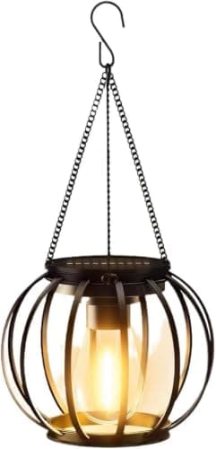 Metal Ball Solar Garden Light Outdoor Warm LED Lamp for Yard Balcony