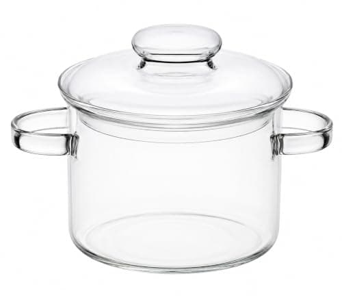 Newhome 6073 Czech 2L Heat-Resistant Glass Casserole with Lid and Side Handles, Borosilicate Glass Cookware for Baking, Roasting, Cooking and Serving Family Meals Home
