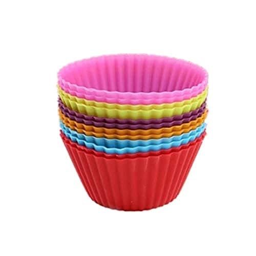 Silicon baking cupcake for kitchen set of 12 pieces - multi color