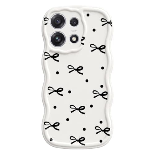Wavy Curly Silicone Case Compatible With OPPO Reno 16F - Black Bows & Polka Dots Cellular phone case