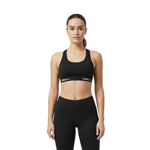 Cottonil VEGA Bra Women's Sports Padded Bra, Racerback Style (Black, 2XL)
