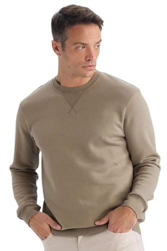 DeFacto Man Casual Regular Fit Crew Neck Knitted Sweat Shirt T3777AZ, TeakXXL