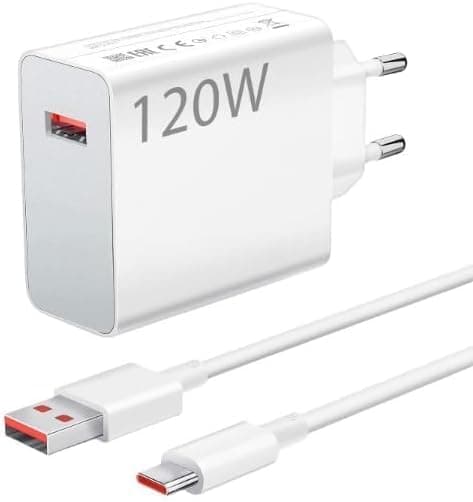 Super Fast Charging Adapter with USB-C to USB-C Cable for Smartphones ((120W Turbo Fast Charging, Compatible with Note 11/12/13 Pro Plus 5G, Mi 14/13/13T))