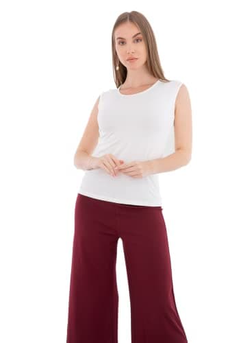 CARINA Women Sleeveless Crew Neck Top Snow M