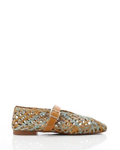 Dejavu Adult KND-DJTX-018 Ballet Flat, Beige, Size 41, Leather, Flat Heel, Buckle Closure Shoes