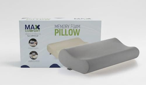 Max Comfort Medical Foam Sleeping Pillow, Contour Design, Neck and Head Support, Thermal Memory, Grey