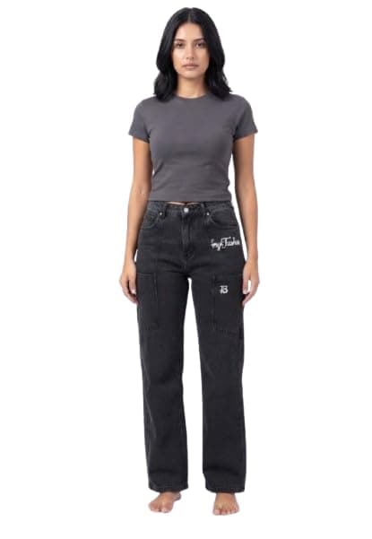 Jeans Store Dinam Wide Leg Women's Jeans Black 2030