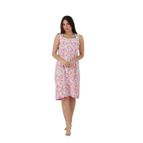 ZECOTEX Women's Cotton Nightgown | Floral Print Sleeveless Sleep Dress | Soft Breathable Nightwear | Relaxed Fit | Sizes M-4XL Nightgown nightshirt