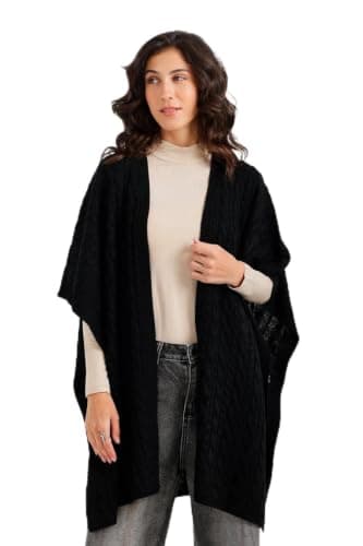 Carina Cable Knit Open-Front Poncho Shirt