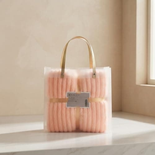 2pc Striped Microfiber Bath Towel Set with Elegant Tulle Gift Bag