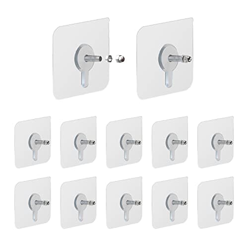 Chris.W 12Pcs Wall Screw Nails Stickers No Drilling No-Trace Wall Mount Hanging Nails Heavy Duty Reusable Adhesive Sticky Screw for Shower Room Bathroom Kitchen Shelf Basket Mouting(14MM)