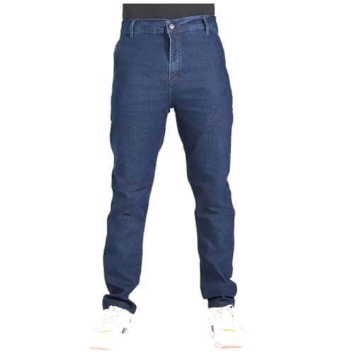 بنطلون جينز بأرجل واسعة للرجال قصة مريح بسوسته ، قصة كلاسيكي Pants