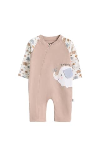 Junior Baby Boys Long Sleeve Romper Jumpsuit - Soft Cotton Blend One-Piece Outfit with Snap Closure, Printed Infant Playsuit, Multicolor, 06