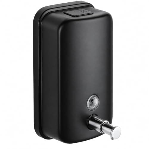 Stainless Steel Wall Shampoo Liquid Soap Dispenser 500ml Black | 500ml Stainless Steel Wall Diffuser Hand Pump and Liquid Level Window for Soap, Shampoo and Shower Gel, Black