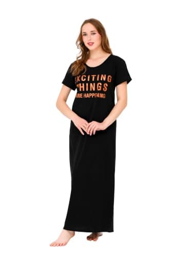 Dadoush Womens Cotton Long Nightgown Short Sleeve Nightgown Comfortable Printed Sleepwear Loungewear Home Loungewear Nightgown nightshirt