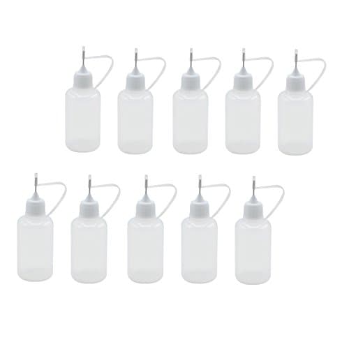 Grosun 10 Pack 30ml Needle Tip Glue Bottle Applicator DIY Quilling Tool Precision Bottle White Silicone Reusable 3ml Capacity Great for Quilling & Crafts