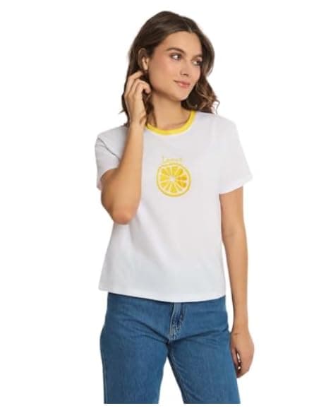 Premoda Womens Fancy Short Sleeve Cropped T-Shirt PRWxx004682 Modern