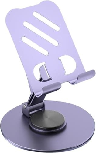 Circle M 360° Rotatable Metal Desktop Phone Stand: Height Adjustable Foldable Holder, Purple