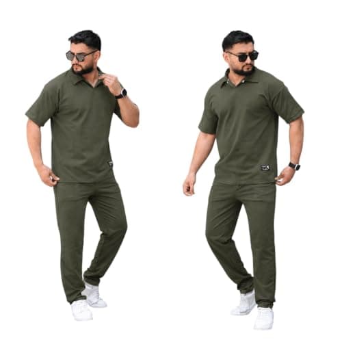 Miza Men's Summer Button Collar Summer Milton Woven Badge Sport Set Comfortable Summer Fabric Tring Coordinated outfit