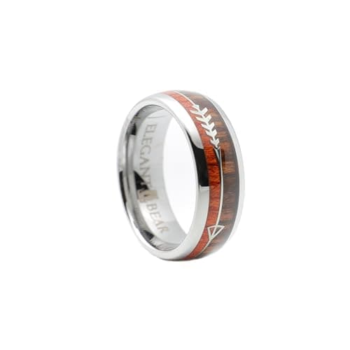 Silver Tungsten Carbide Ring inlaid with Natural Koa Wood A118