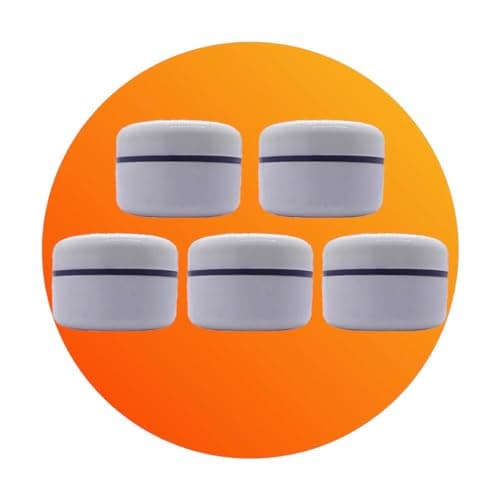 Generic 5-Piece White Plastic Round Jar Set - 30ml, 5cm Diameter , Screw Lid